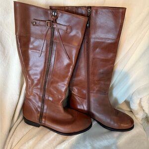 Lane Bryant Wide Calf Brown Leather Low Heel Knee-High Boots